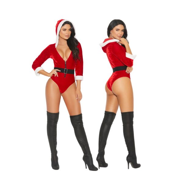 Santa Tease Velvet Lingerie Holiday Costume - Picture 3 of 6